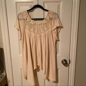 Free People Lace Front Flowy Top